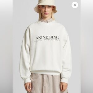 Anine Bing Cream White Logo Sweatshirt